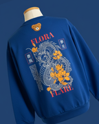 Oversized Back Print Kids Long Sleeve Sweatshirt in Blue