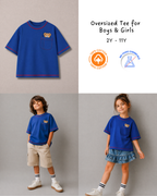 Oversized Peeking Tofu Teddy T-Shirt in Blue