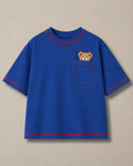 Oversized Peeking Tofu Teddy T-Shirt in Blue