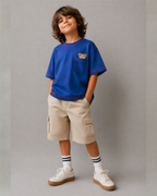 Oversized Peeking Tofu Teddy T-Shirt in Blue