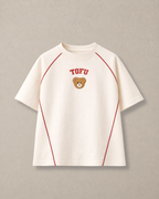 Set of Ramen Puff Print Off-white T-shirt and Blue Cargo Shorts