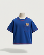 Oversized Peaking Tofu Teddy T-Shirt in Blue