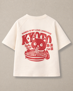 Set of Ramen Puff Print Off-white T-shirt and Blue Cargo Shorts