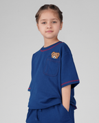 Oversized Peeking Tofu Teddy T-Shirt in Blue