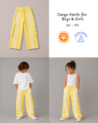 Utility Streetwear Cargo Pants for Kids in Yellow
