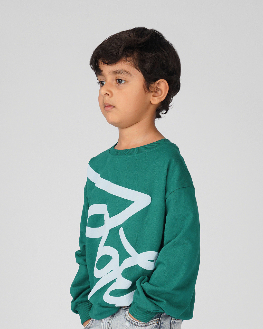Set of Green Puff Print Full Sleeve T-shirt and Green Cargo Shorts
