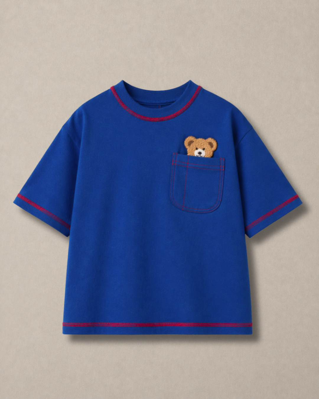 Set of Blue Peeking Teddy T-shirt and Blue Cargo Pants