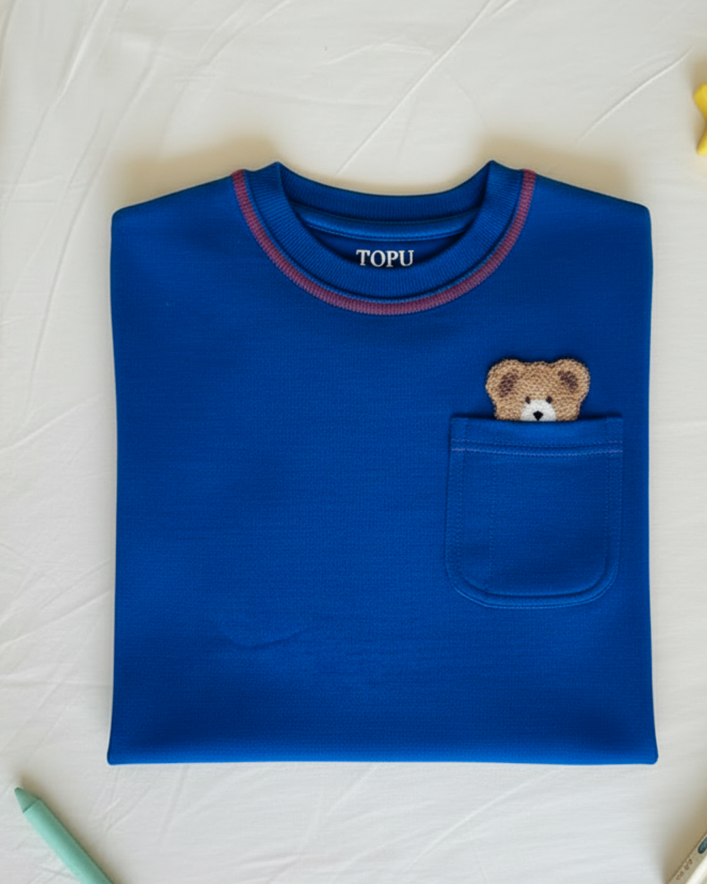 Oversized Peaking Tofu Teddy T-Shirt in Blue