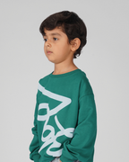 Set of Green Puff Print Full Sleeve T-shirt and Blue Cargo Shorts