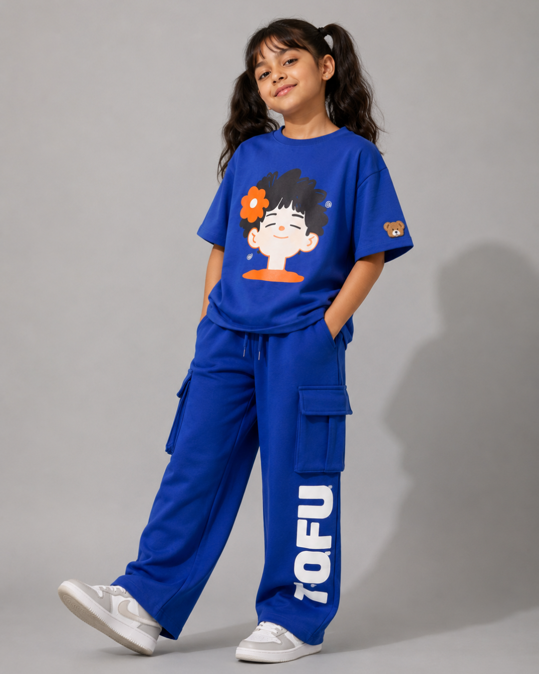 Set of Blue Happy Face T-shirt and Blue Cargo Pants