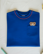 Oversized Peaking Tofu Teddy T-Shirt in Blue