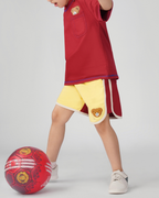 Set of Peeking Tofu Teddy Red T-Shirt and Yellow-Red Varsity Shorts