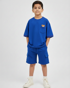 Knee Length Kids Cargo Shorts in Blue
