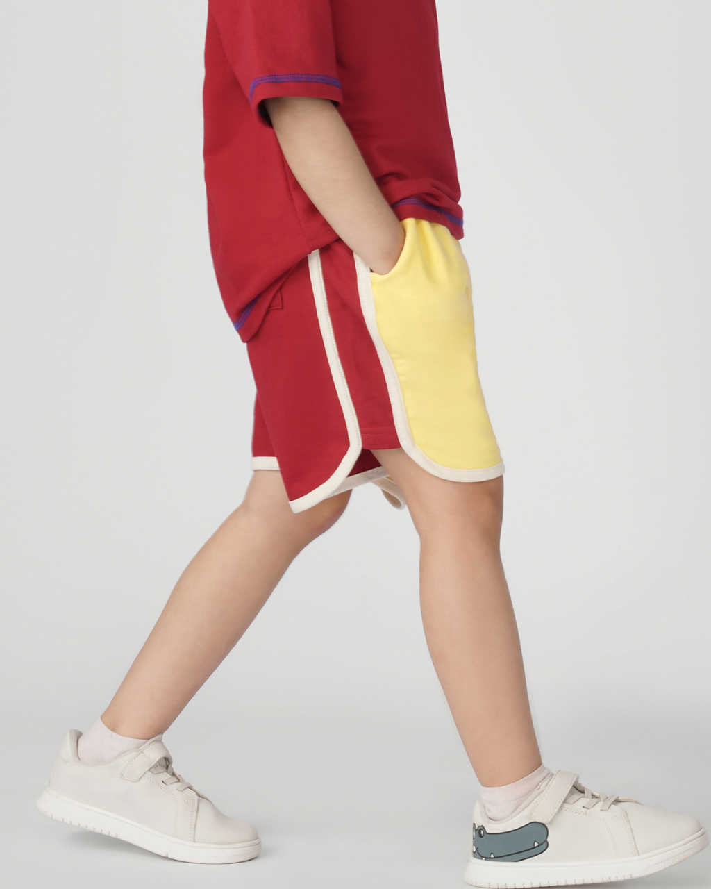 Set of Happy face Blue Tshirt and Varsity Yellow Shorts