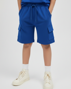 Knee Length Kids Cargo Shorts in Blue