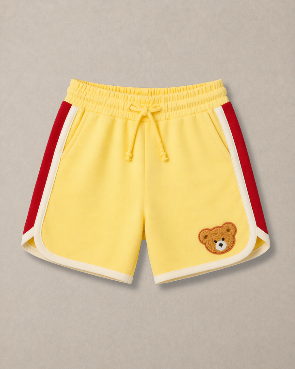 Set of Peeking Tofu Teddy Red T-Shirt and Yellow-Red Varsity Shorts