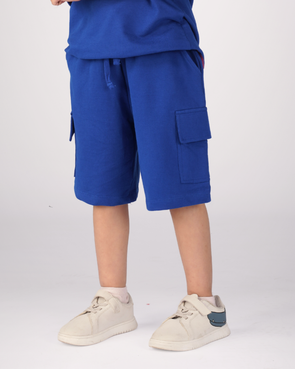 Set of Green Puff Print Full Sleeve T-shirt and Blue Cargo Shorts