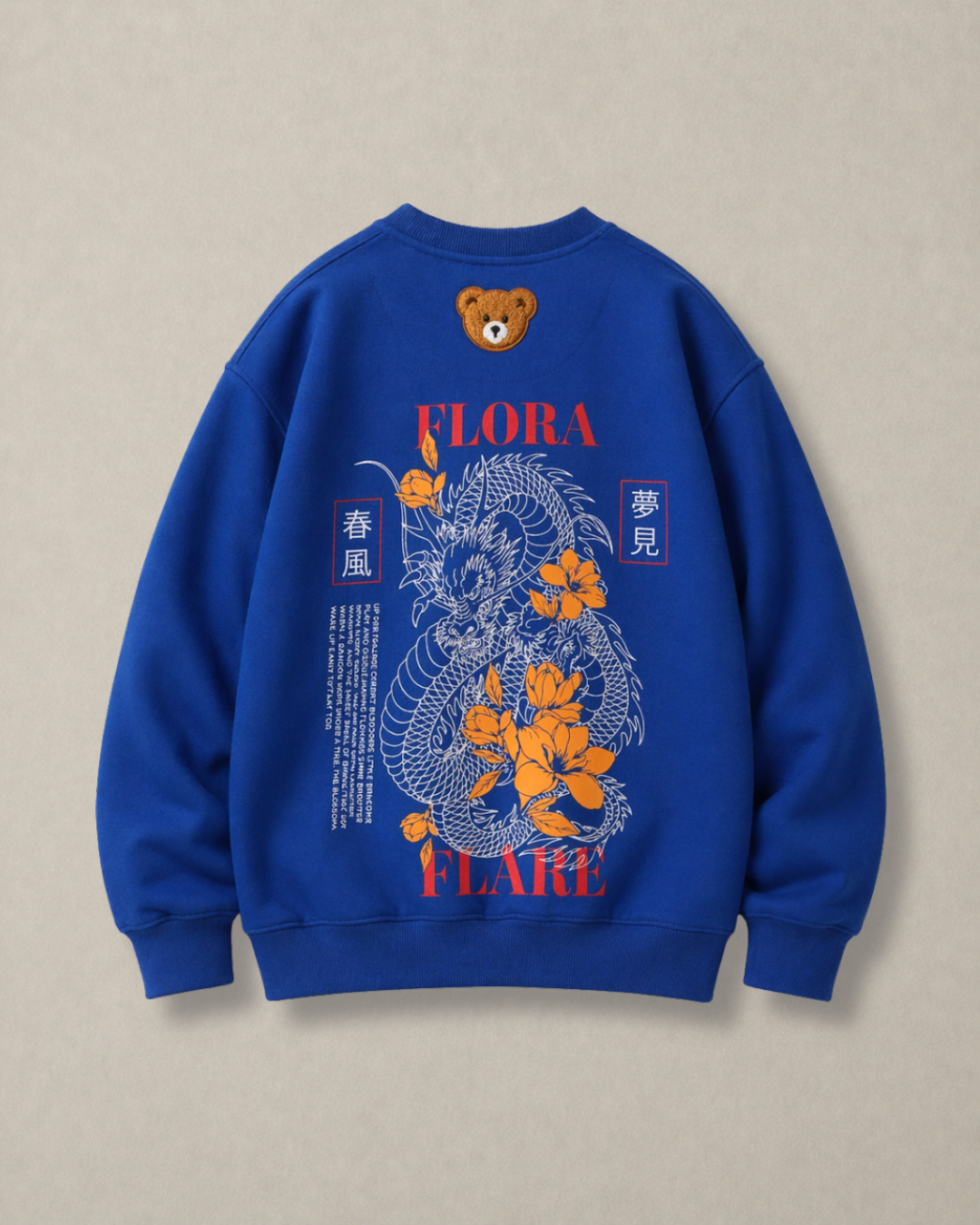 Set of Oversized Back Print Sweatshirt and Cargo Pants for Kids in Blue