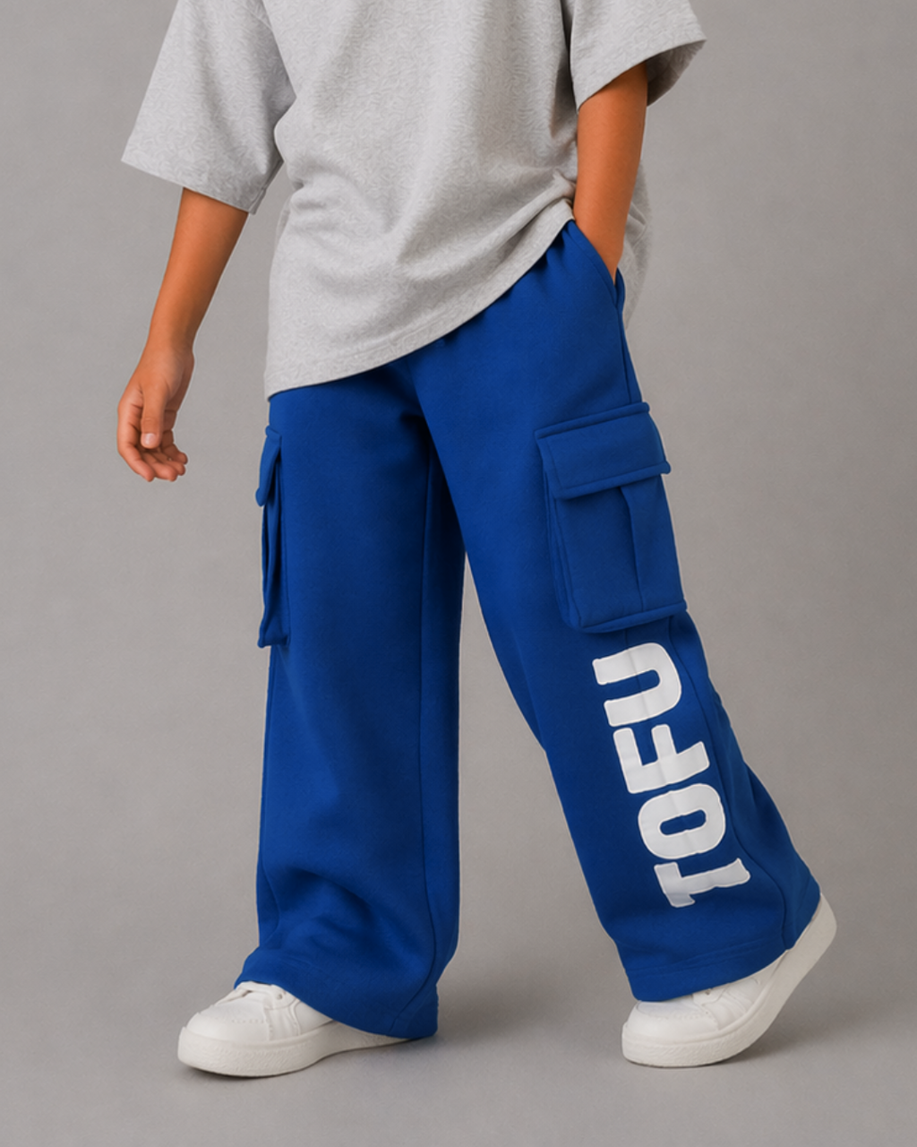 Set of Blue Peeking Teddy T-shirt and Blue Cargo Pants