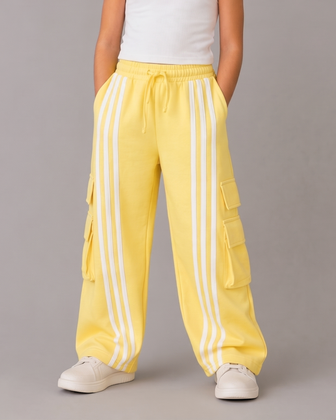 Set of Oversized Sweatshirt and Cargo Pants for Kids in Yellow