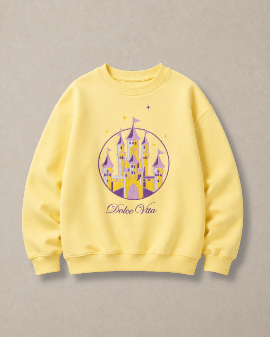 Oversized Embroidered Kids Long Sleeve Sweatshirt in Yellow