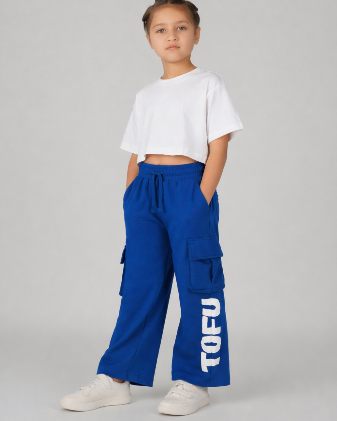 Utility Streetwear Cargo Pants for Kids in Blue