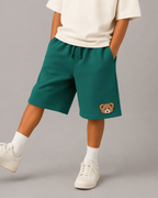 Set of Green Puff Print Full Sleeve T-shirt and Green Cargo Shorts