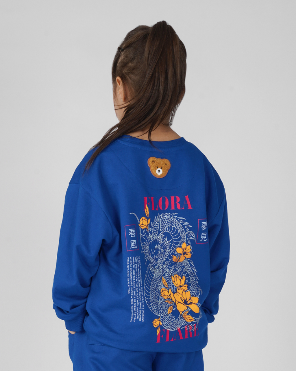 Set of Blue Back Print Full Sleeve T-shirt and Blue Cargo Shorts