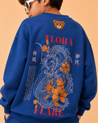 Set of Oversized Back Print Sweatshirt and Cargo Pants for Kids in Blue