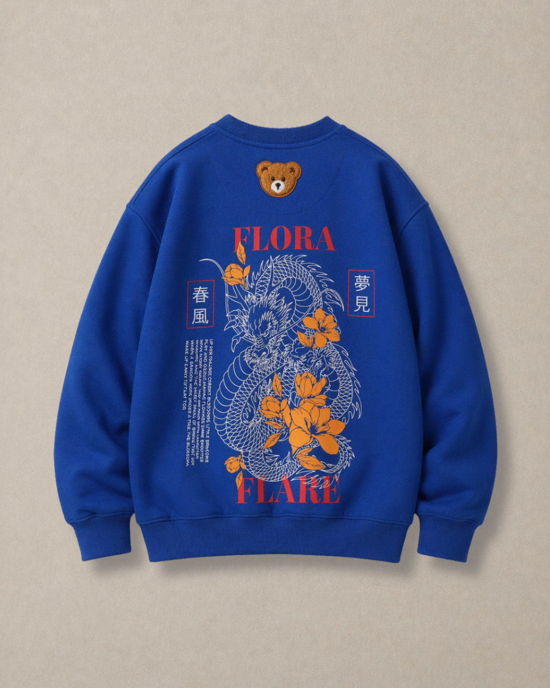 Oversized Back Print Kids Long Sleeve Sweatshirt in Blue