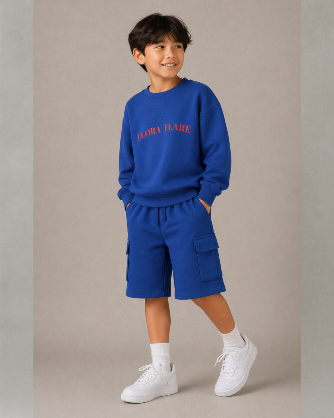 Oversized Back Print Kids Long Sleeve Sweatshirt in Blue