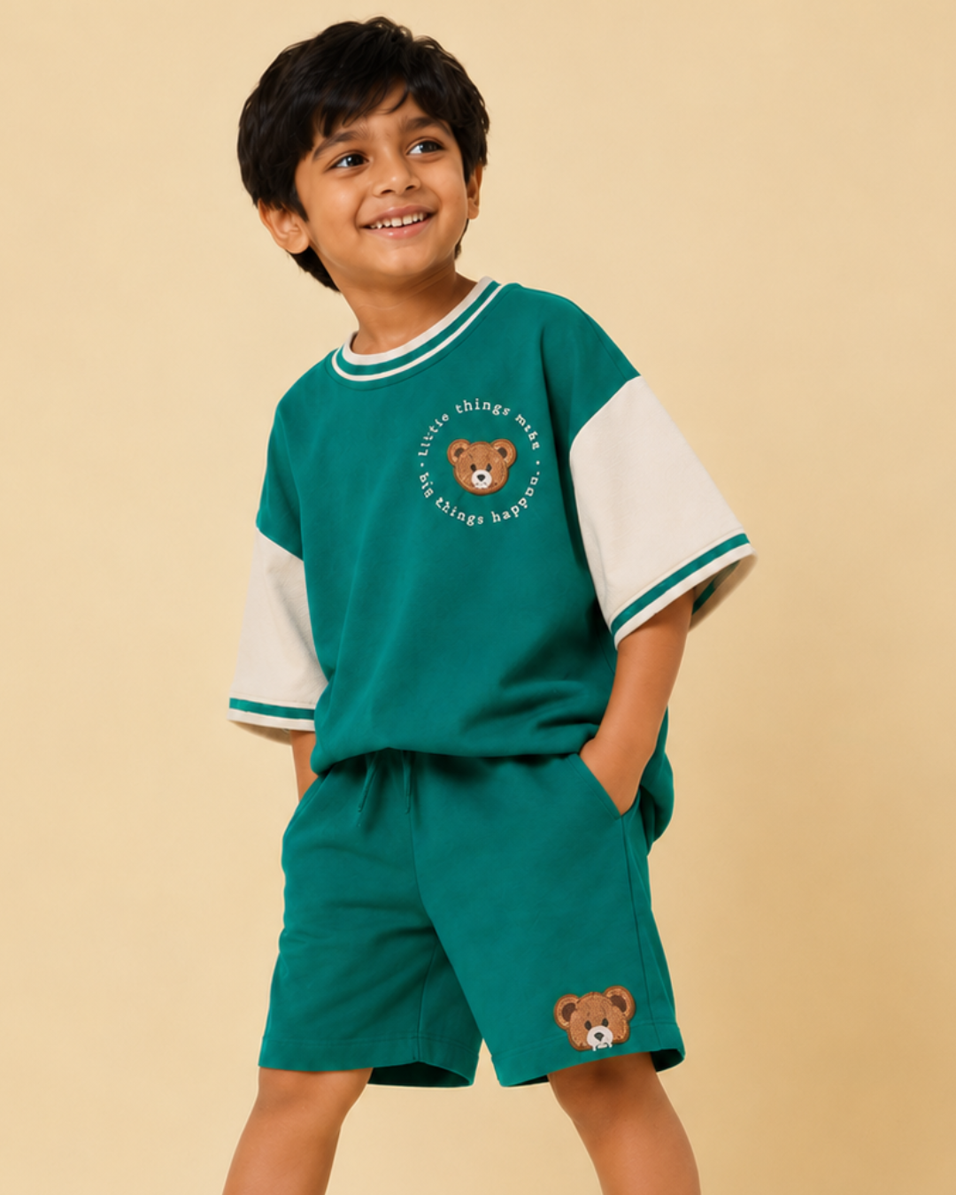 Set of Green 67 Tshirt and Green Long Shorts