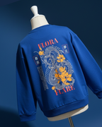 Oversized Back Print Kids Long Sleeve Sweatshirt in Blue