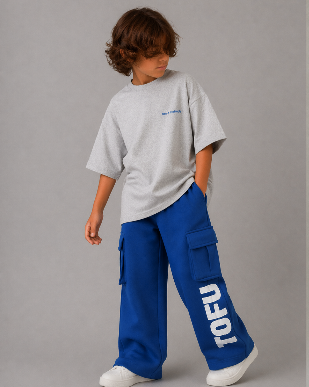 Utility Streetwear Cargo Pants for Kids in Blue