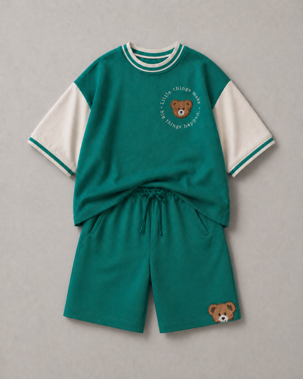 Set of Green 67 Tshirt and Green Long Shorts