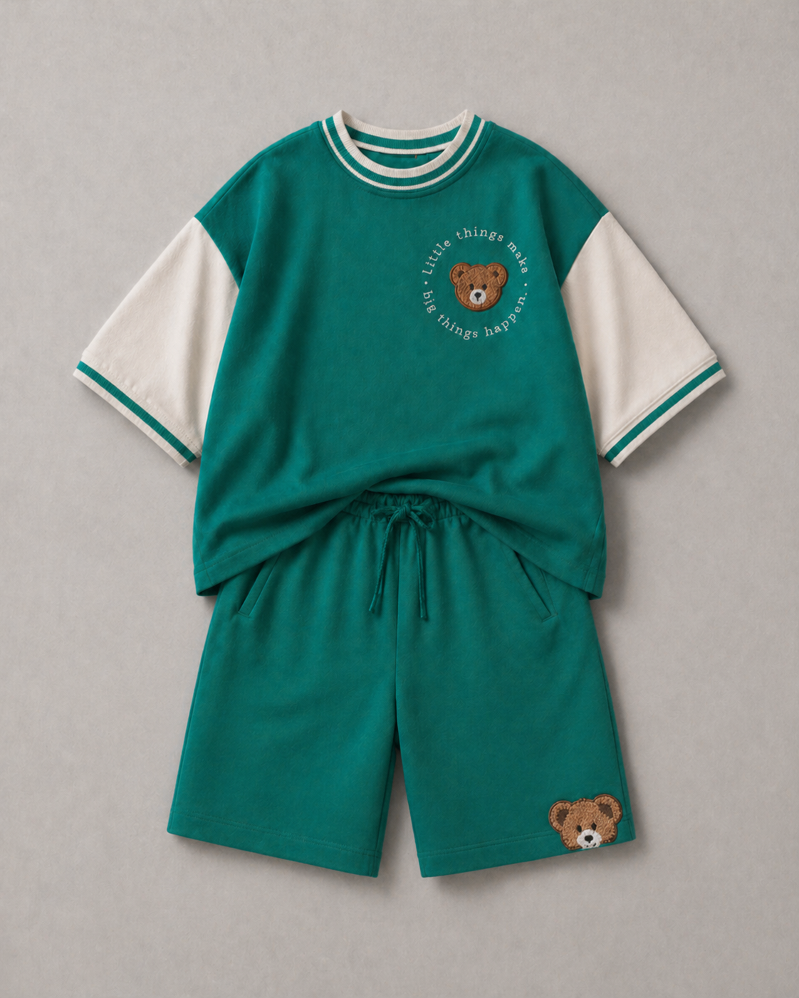 Set of Green 67 Tshirt and Green Long Shorts