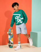 Oversized Puff Print Kids Sweatshirt in Green