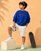 Oversized Back Print Kids Long Sleeve Sweatshirt in Blue