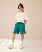 Knee Length Kids Relaxed Fit Shorts in Green