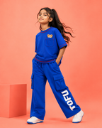 Oversized Peeking Tofu Teddy T-Shirt in Blue