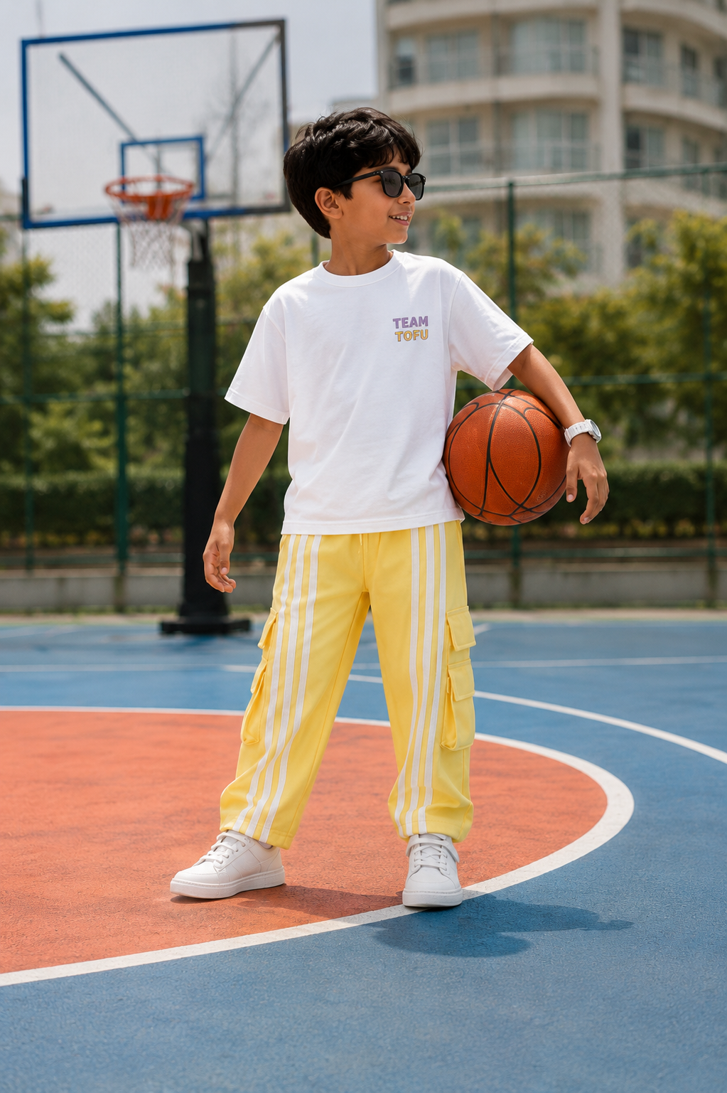 Utility Streetwear Cargo Pants for Kids in Yellow